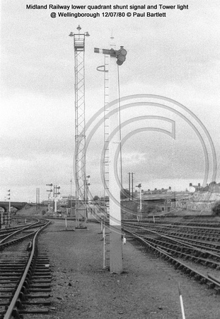 Midland Railway lower quadrant shunt signal Tower light @ Wellingborough 80-07-12 � Paul Bartlett w