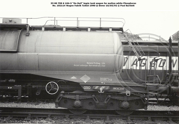 33 80 799 6 104-5 On Rail molten white Phosphorus @ Dover 92-05-10 © Paul Bartlett [7w]
