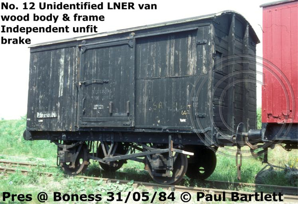 LNER E 167459 Goods Van built 1932 @ Boness 84-05-31