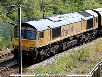 66301 GBRf ex Fastline Gold Drax 50 years moving forward [class JT42CWR-T1 built GM EMD Works no. 20078929-001 built 04-2008] @ York Avoider 2024-08-02 © Paul Bartlett [1w]