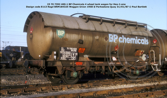 23 70 7392 400-1 BP Chemicals @ Parkestone Quay 87-01-31 © Paul Bartlett [2w]